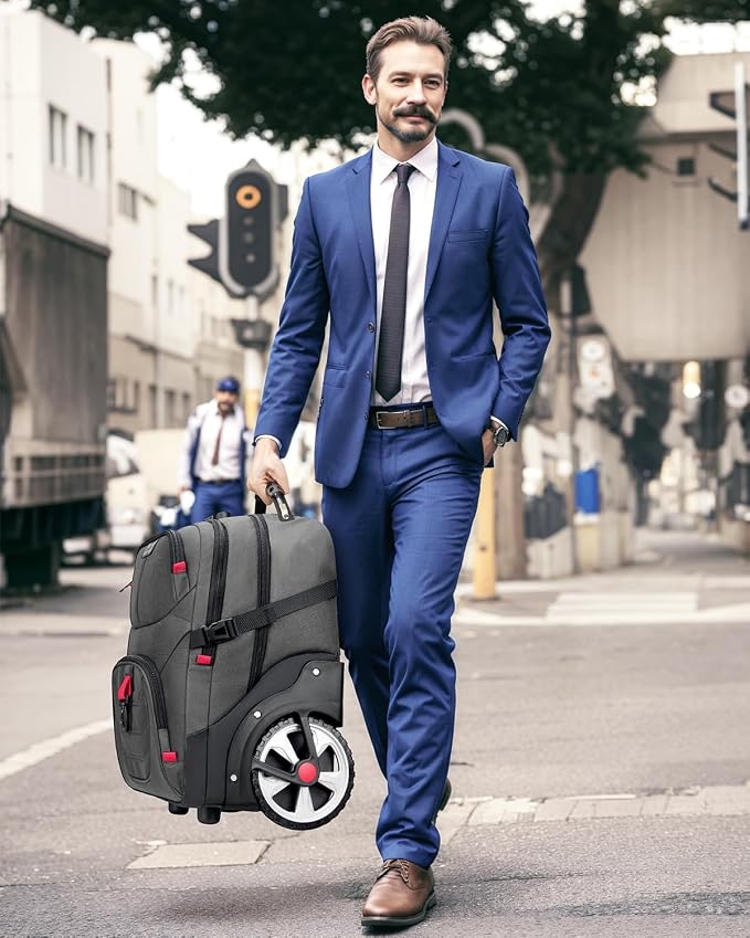 MATEIN Rolling Laptop Bag with Larger Wheels, 17 Inch Spacious Roller Back - Image 8