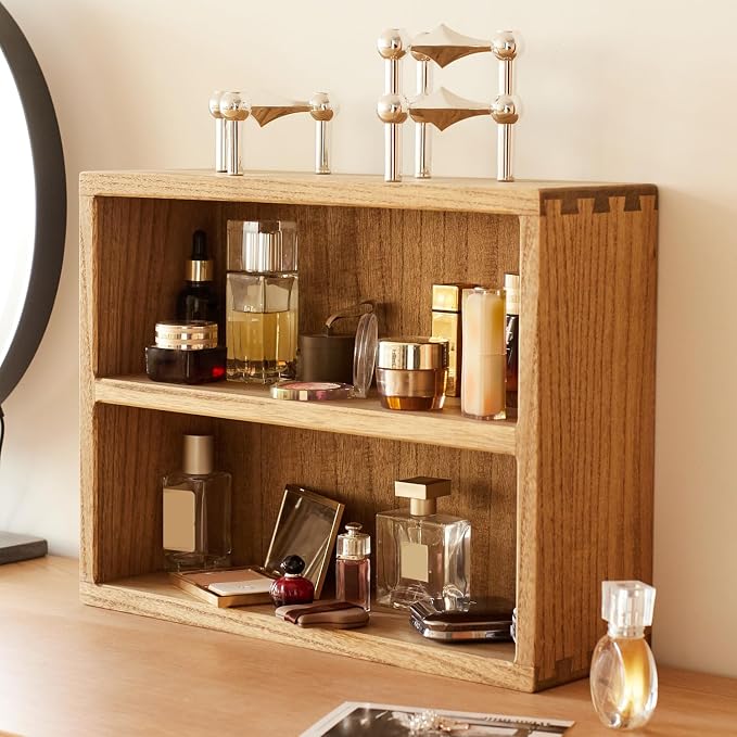 KIRIGEN 2-Tier Wooden Storage Cabinet, Solid Wood Kitchen Counter Organizer - Image 7