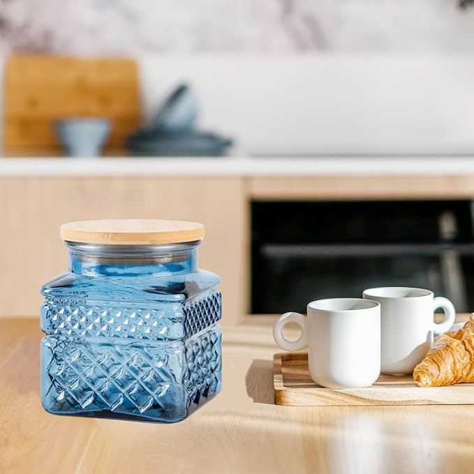 Glass Storage Jar Set of 2, Thick Glass Candy Jar - Image 3