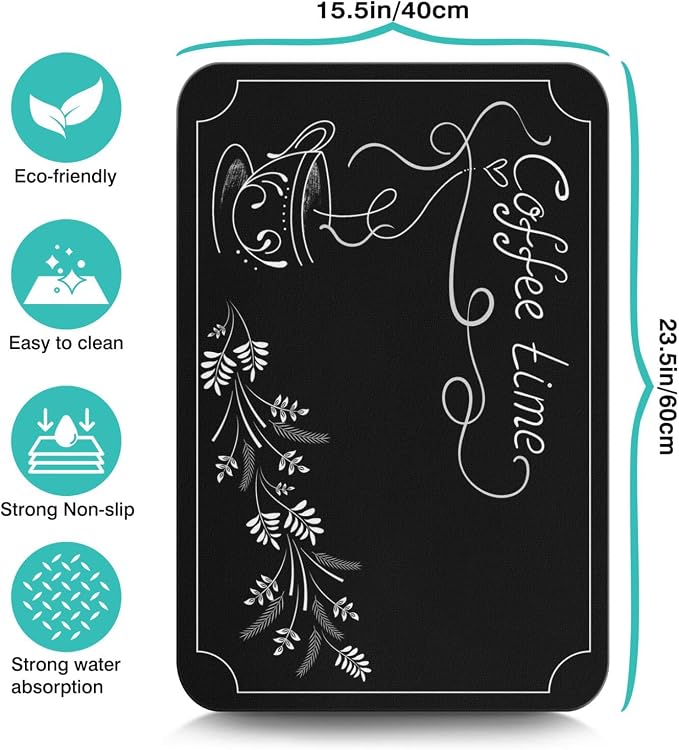 Flowers and Plants Absorbent Coffee Bar Mat - Image 5