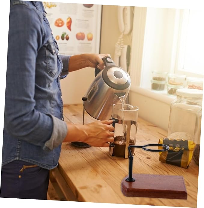 HOMSFOU 1pc Coffee Dripper Stand Adjustable Height Wood Filter Cup Rack - Image 2