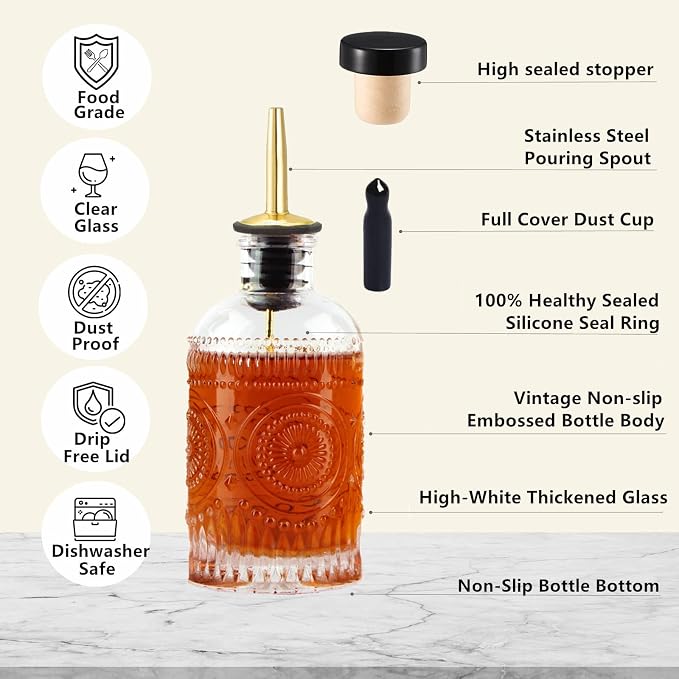 Shining Craft Coffee Syrup Dispenser Bottles Set 2 Pack 7 OZ Simple Small Syrup - Image 6