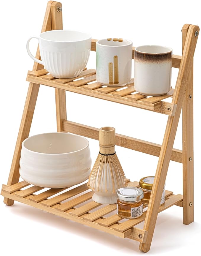 Yalikop Matcha Station Shelf, 11.8'' Coffee Station Organizer, 2 Tiers Bamboo by Yalikop