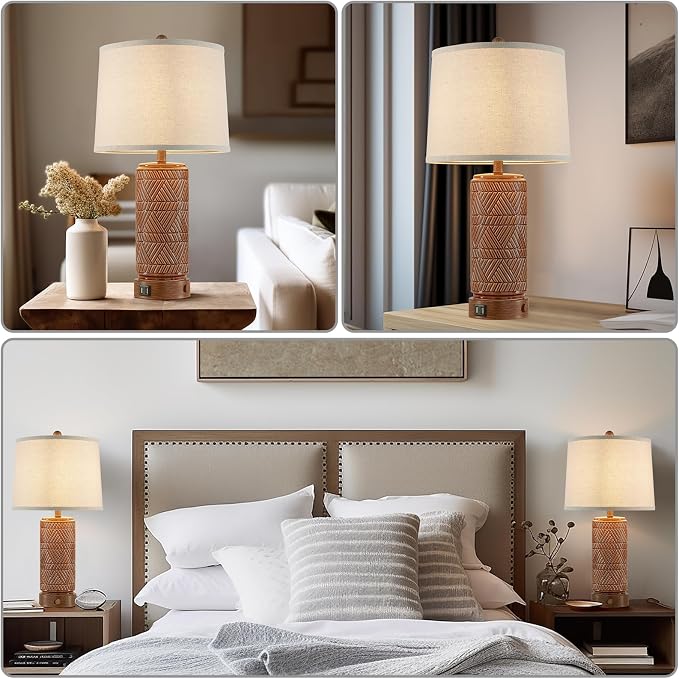 RORIA Set of 2 Vintage Touch Table Lamps - Image 3