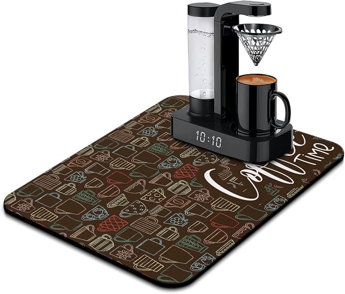 Coffee Mat - Absorbent Coffee Bar Drying Mat - Waterproof Protects Kitchen - by Vehcimbev