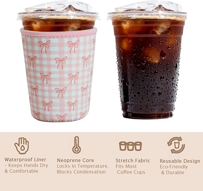 Reusable Insulated Sleeve for Iced Coffee Cup, Coffee Neoprene Sleeve for Cold - Image 6