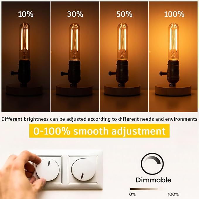Dimmable E26 40 Watt Tubular Light Bulbs, 4W T10 LED Light Bulbs, 2200K Soft - Image 4