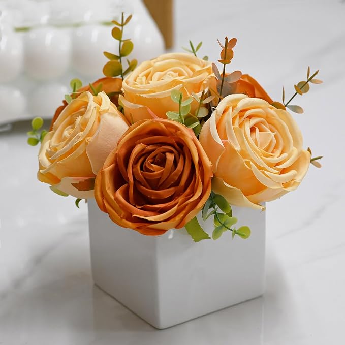 Fall Artificial Orange Silk Fake Rose by LADADAArtificialFlowers