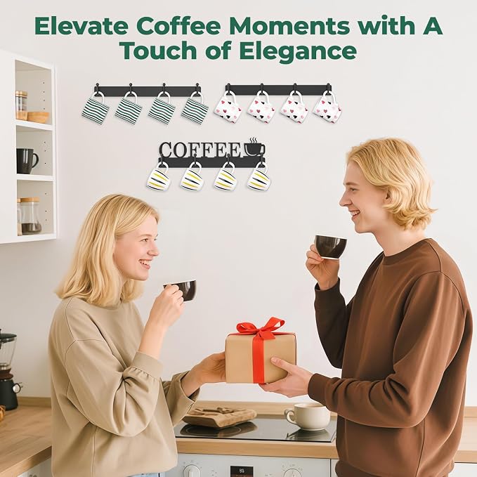 EsLuker.ly Mug Holder Rack Coffee Cup Hanger Wall Mount, Metal Wall Cup Shelf - Image 7