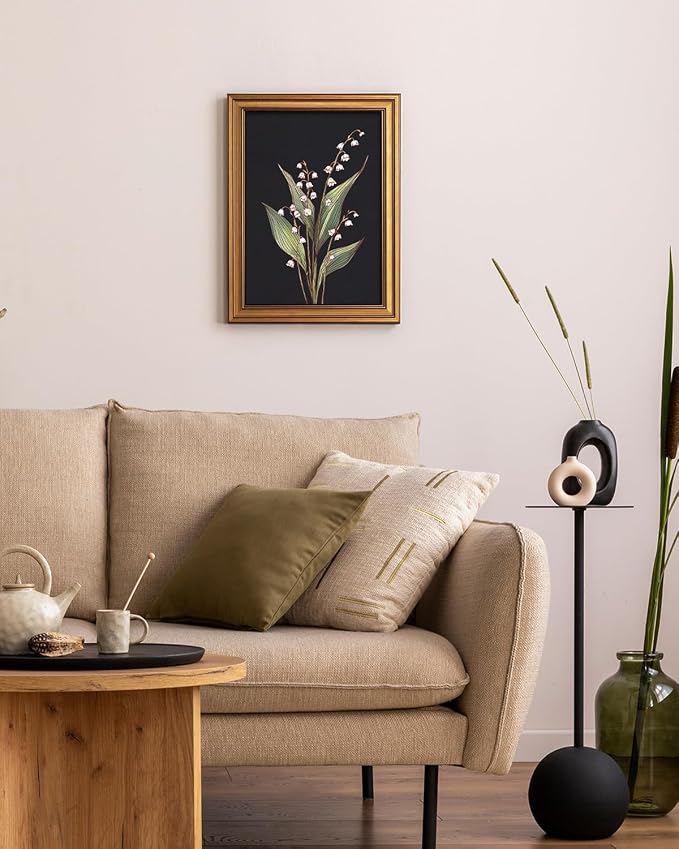 ARPEOTCY Gold Framed Canvas Wall Art, 12x16 Inch Vintage Botanical Floral Art - Image 3