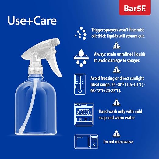 Bar5F Plastic Spray Bottle, 16 oz | Leak Proof, Trigger Handle, Adjustable Fine - Image 5