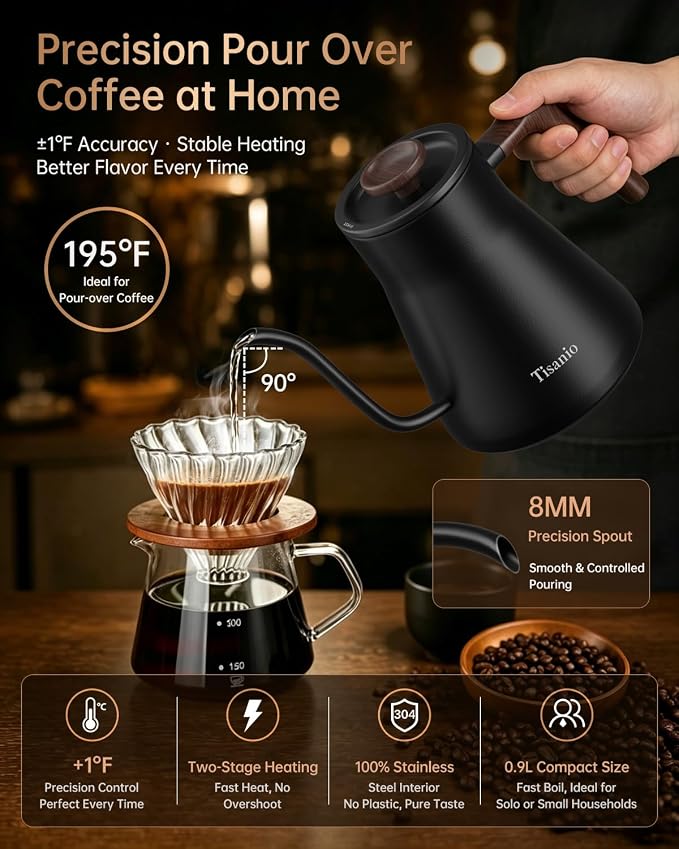 Gooseneck Electric Kettle for Pour Over Coffee, ±1°F Precision Control - Image 3