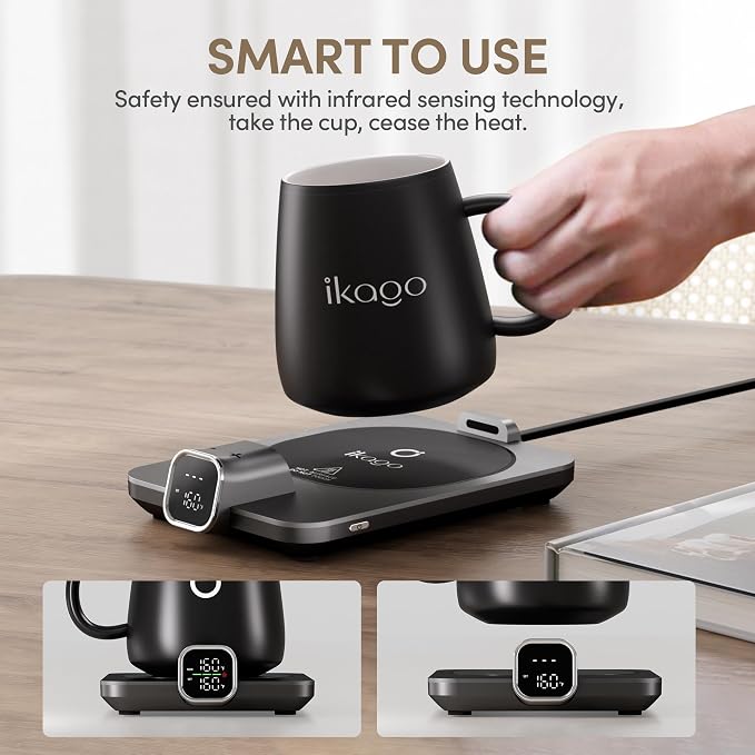 2Pcs Heated Coffee Mug Warmer & IKAGO Mug Set - Image 7