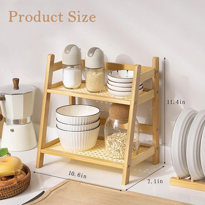 Narrow Mug Holder Countertop, Tea and Coffee Bar Station Organizer, Bamboo - Image 3