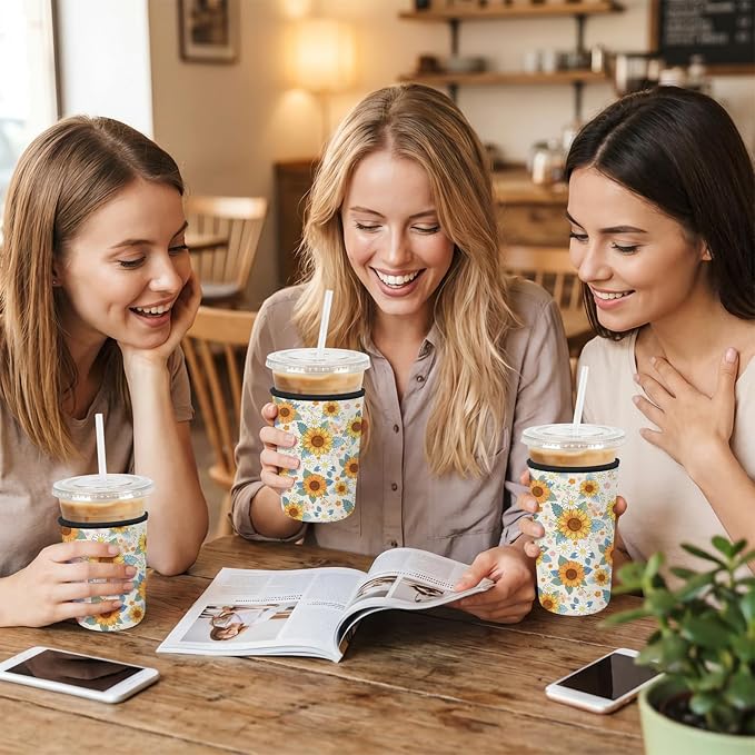 3 Pack Reusable Insulated Neoprene Iced Coffee Cup Sleeve, Durable Drink Sleeve - Image 2