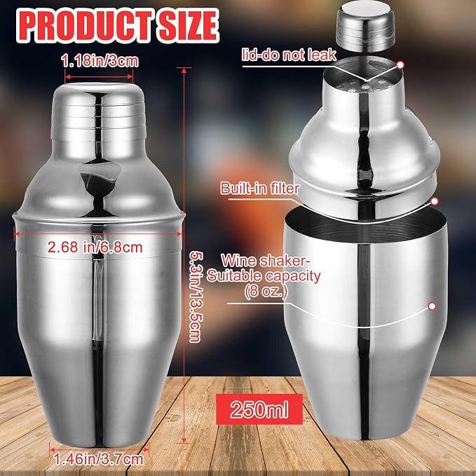 Nitial 12 Pcs Bar Cocktail Shaker Professional Stainless Steel Martini Drink - Image 3