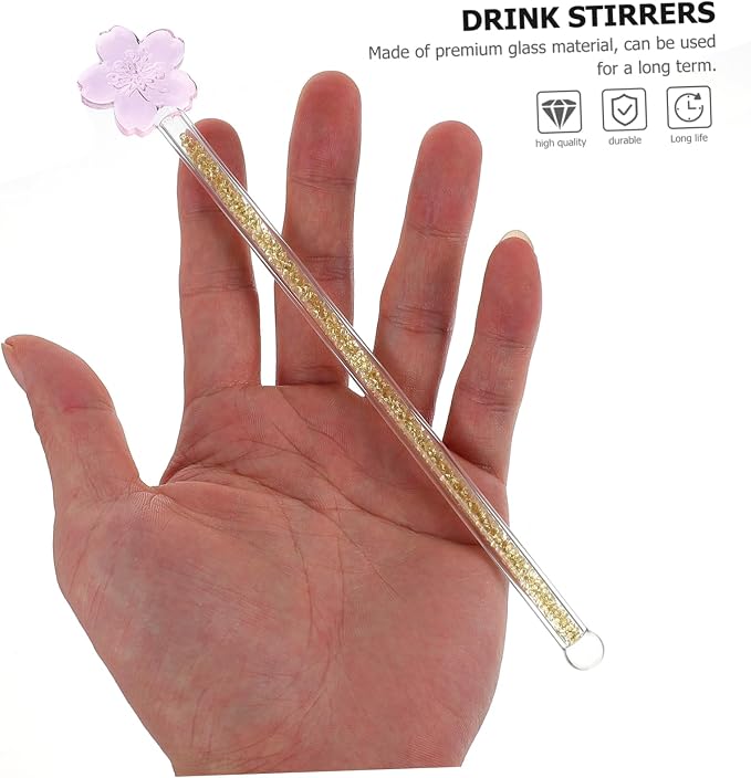 Flower Design Glass Stirring Rod Elegant Cocktail Mixer - Image 7