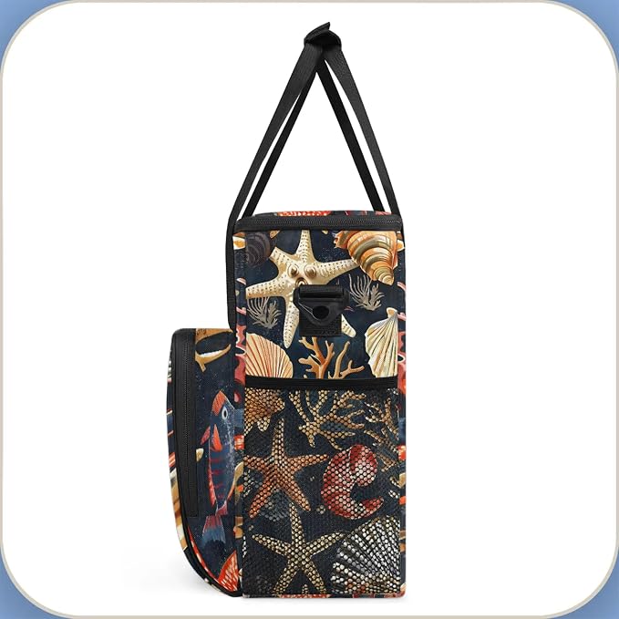 Coastal Beach Seashell Starfish Coffee Maker Carring Bag, Large Insulated - Image 4