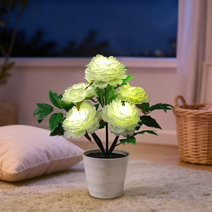 White Peony Artificial Flower Lamp, Night Light - Image 6