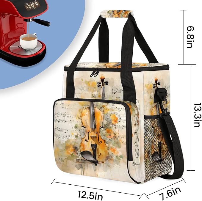 Musical Violin Coffee Maker Carring Bag, Large Insulated Storage Organizer Case - Image 2