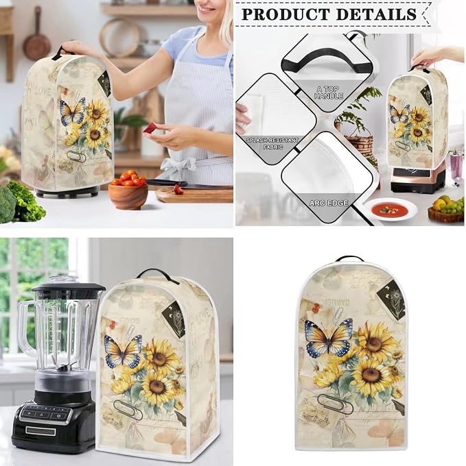 doginthehole 4 Slice Toaster Cover Vintage Sunflowers Newspaper Kitchen Small - Image 3