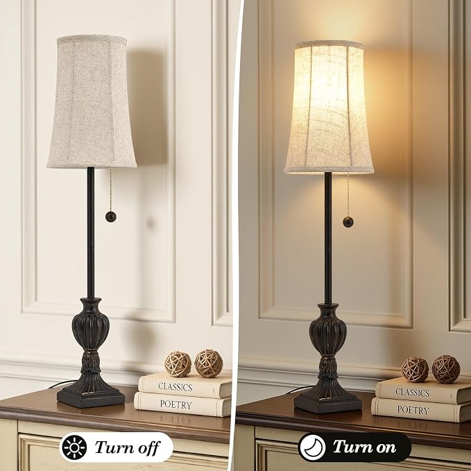 EJIAXIN Buffet Table Lamps Set of 2-28" Tall Skinny Black Resin Table Lamp - Image 2