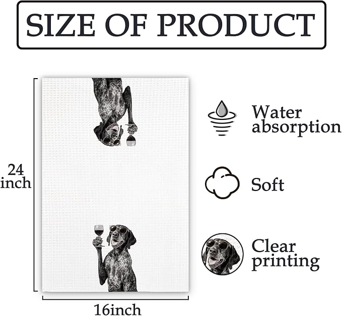 German Shorthaired Pointer Gifts Wine Dog Kitchen Towels, Gifts - Image 7