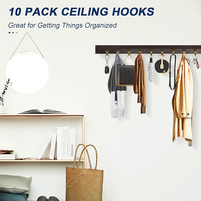 NearMoon Stainless Steel Screw Mounted Ceiling Hooks, Under-Shelf Towel/Robe - Image 4