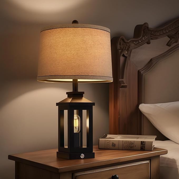 G-SAFAVA 23.75" Retro Farmhouse Black Table Lamp - Image 8