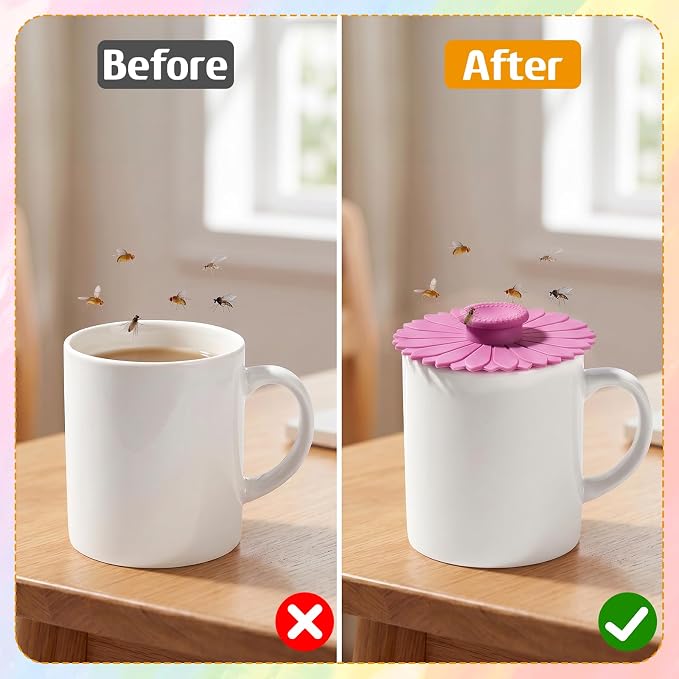 3 PCS Silicone Cup Covers, 4.1 Inch Sunflower Drink Covers Reusable Anti-dust - Image 5
