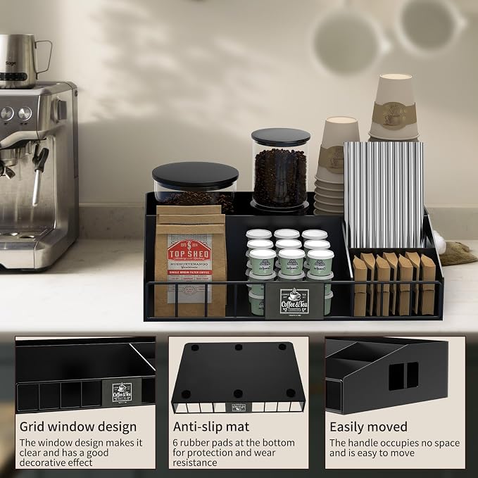 Metal Coffee Station Organizer for Countertop, 2-Pcs Coffee Bar Organizer - Image 5