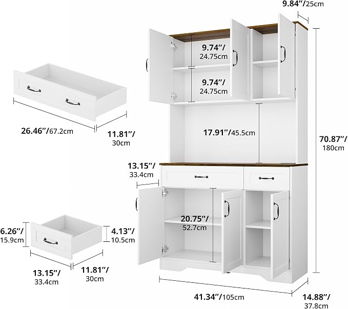 Cozy Castle 71" Tall Kitchen Hutch Cabinet - Image 2