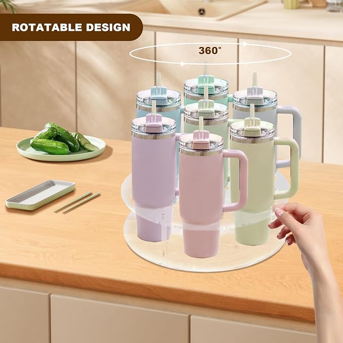 IEEK Large Rotating Coffee Syrup Organizer 7 Bottles Clear Acrylic Coffee Syrup - Image 4