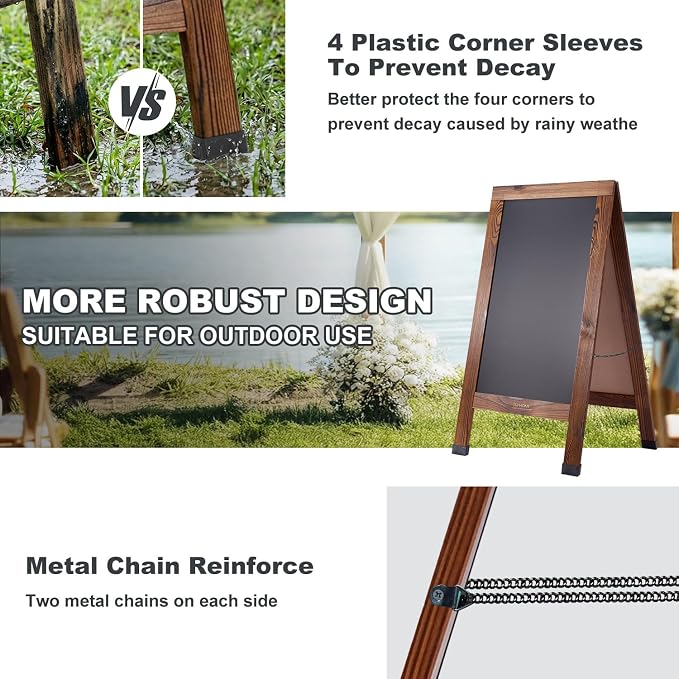 Wood Magnetic A-Frame Chalkboard Signs, Double-Sided Sidewalk Blackboard - Image 4