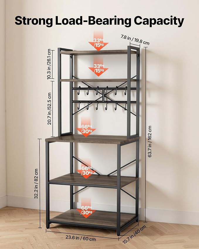 VEVOR Bakers Rack, 23.6 inch Width Microwave Stand, Kitchen Stand - Image 3