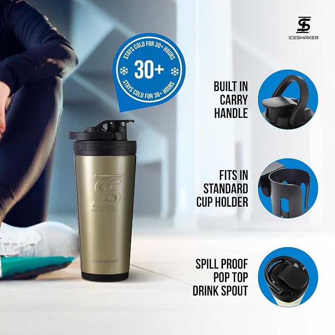 Ice Shaker Insulated Stainless Steel Shaker Bottle | 26oz - Image 3