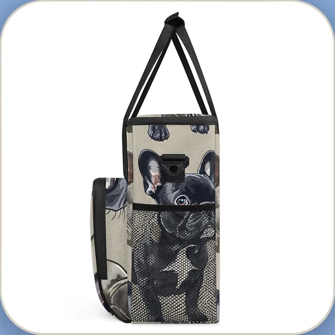 French Bulldog Coffee Maker Carring Bag, Large Insulated Storage Organizer Case - Image 4