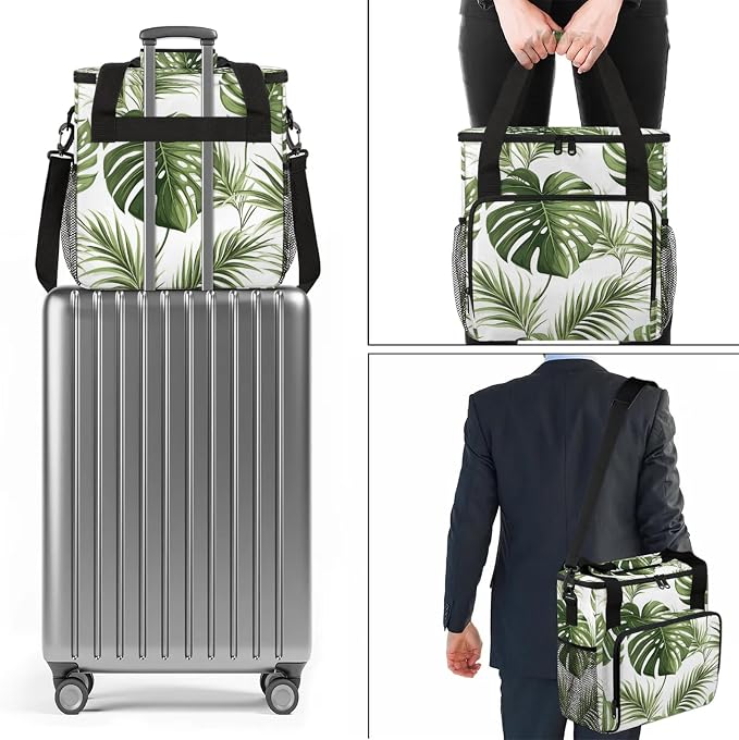 Tropical Plant Palm Leaves Coffee Maker Carring Bag, Large Insulated Storage - Image 7