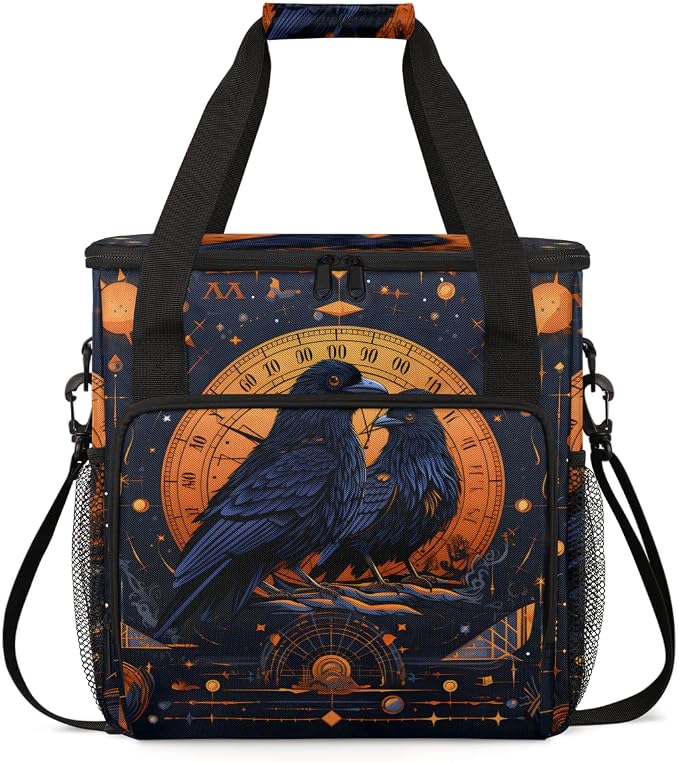 Vintage Travel Coffee Maker Carrying Bag Black Birds Large Organizer Storage by Home