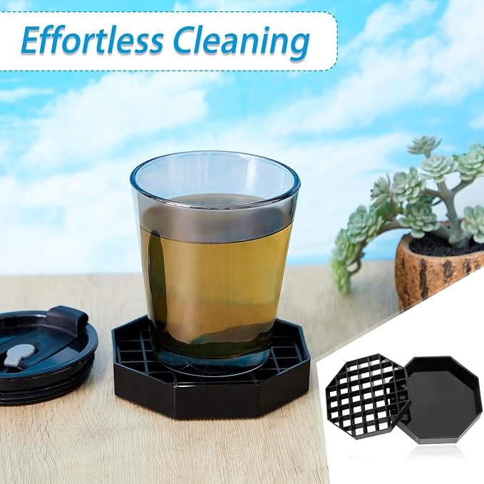 Suclain 1 Pcs Coffee Drip Tray Black Plastic Octagon Coffee Drip Tray - Image 5