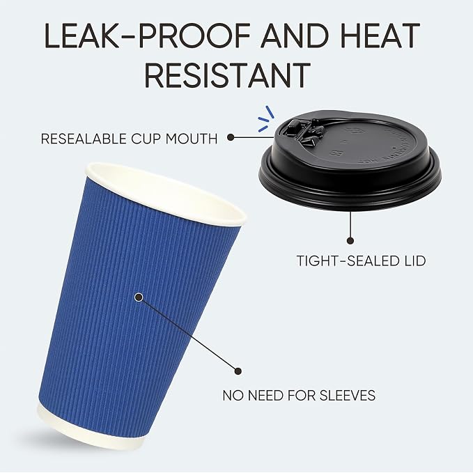 100 Pack 16 oz Disposable Coffee Cups - Image 4