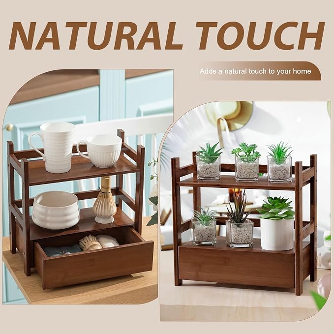 Chunful 2 Tier Matcha Station Bamboo Organizer - Image 5
