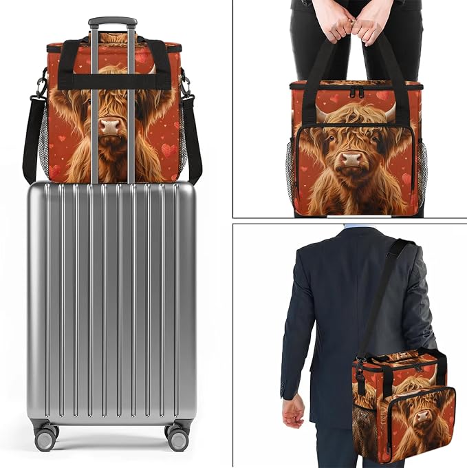 Brown Bull Coffee Maker Carring Bag, Large Insulated Storage Organizer Case - Image 7