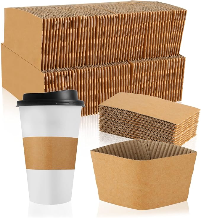300 Packs Coffee Sleeves, Kraft Paper Cup Sleeve Disposable Coffee Cup Sleeves by FVIEXE