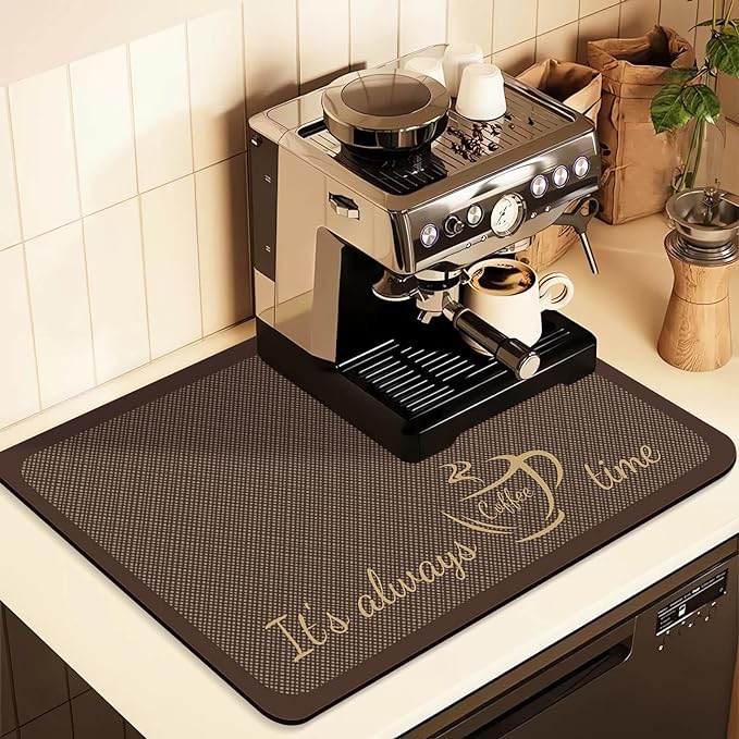 Coffee Mat for Countertops, Coffee Bar Accessories Fit Under Coffee Maker by JuSiyley