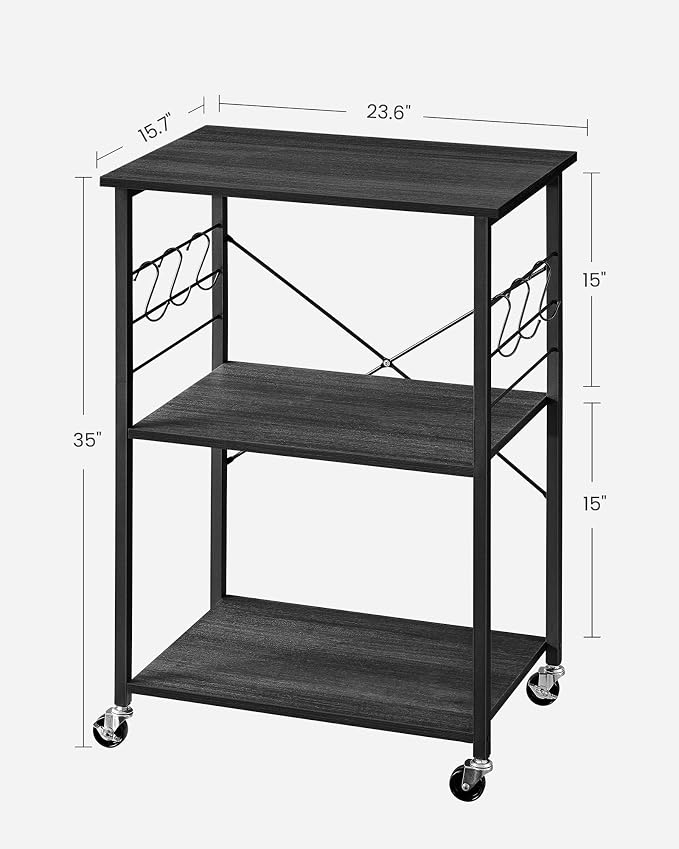 VASAGLE Kitchen Shelf on Wheels, 23.6 Inches Serving Cart - Image 3