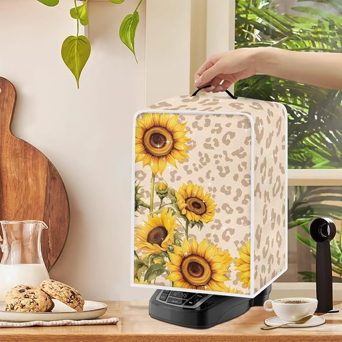 Leopard Sunflower Coffee Maker Covers, Anti Dust Covers - Image 5
