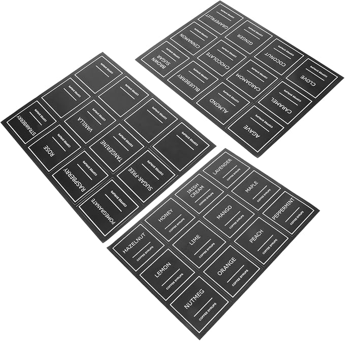 Unomor 3sheets Kitchen Labels of Syrup Food Storage Decals Sticker Labels by Unomor