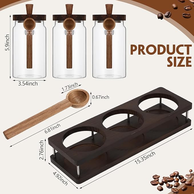 Suclain 3 Pcs Glass Coffee Bean Container 29 oz Airtight Coffee Canister - Image 2