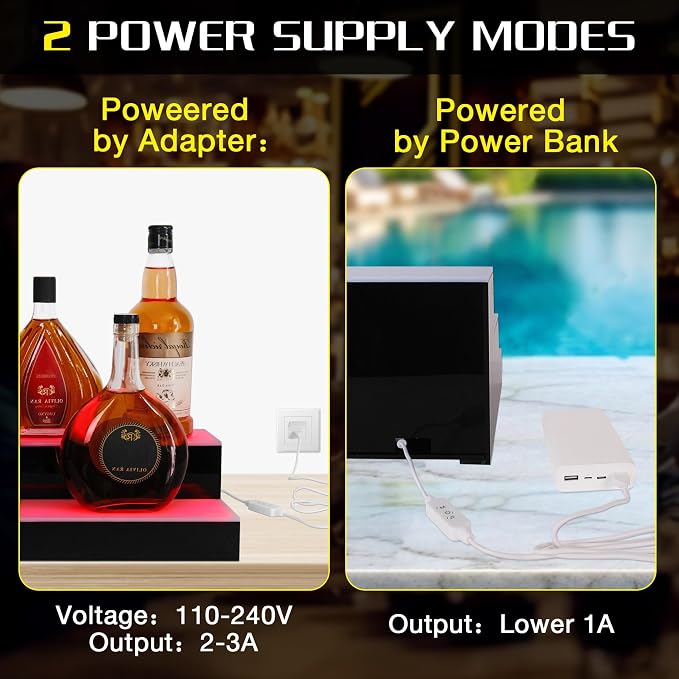 LED Lighted Liquor Bottle Display Shelf, 2 Tiers 24 Inch Bar Bottle Display - Image 5